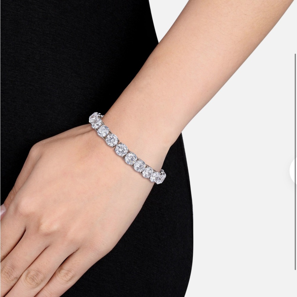 Suzanne Somers zirconia large round stone tennis bracelet 925 sterling silver